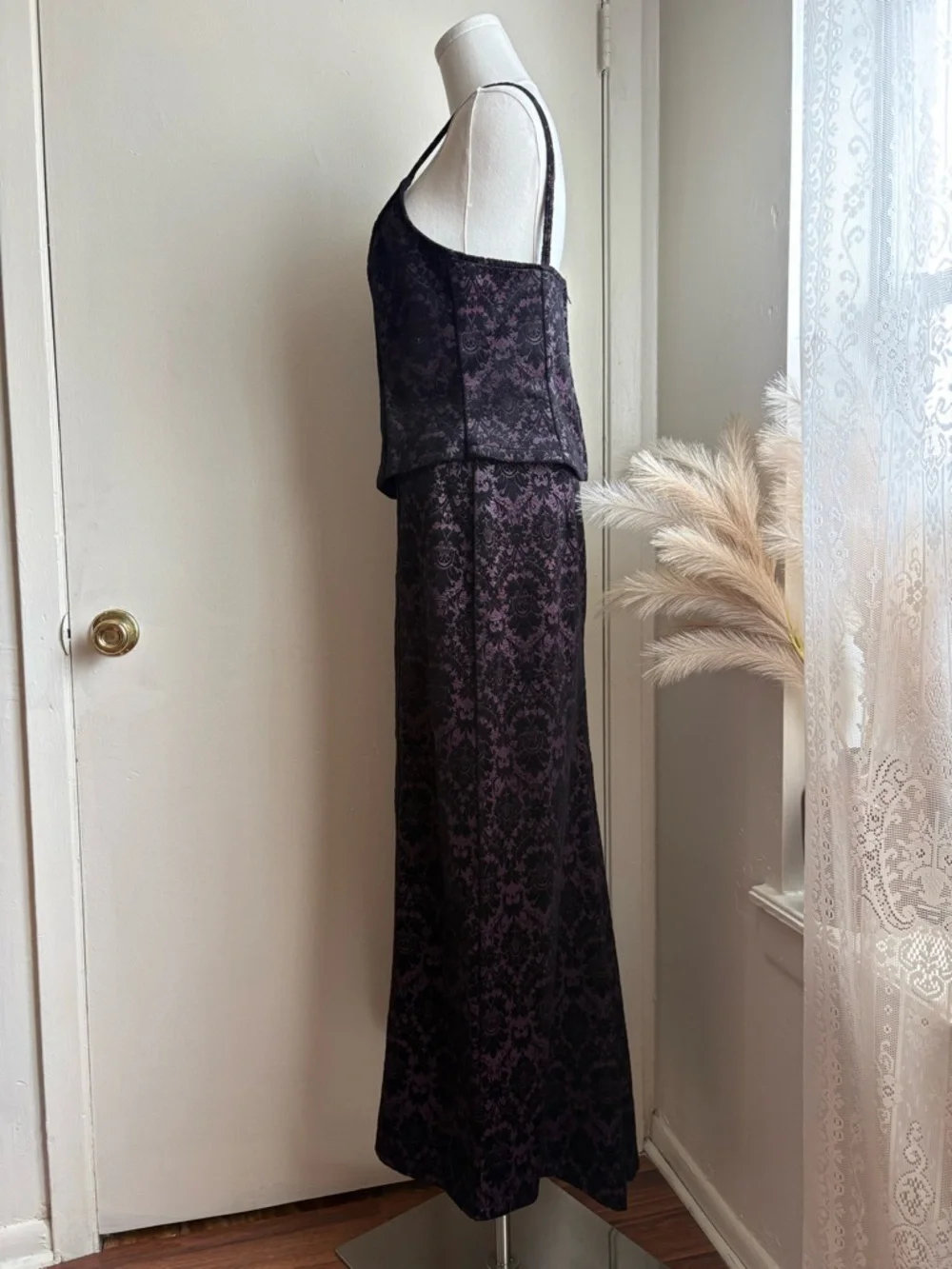 lip service y2k quoth of raven corset and dress damask print set - Picture 4 of 11